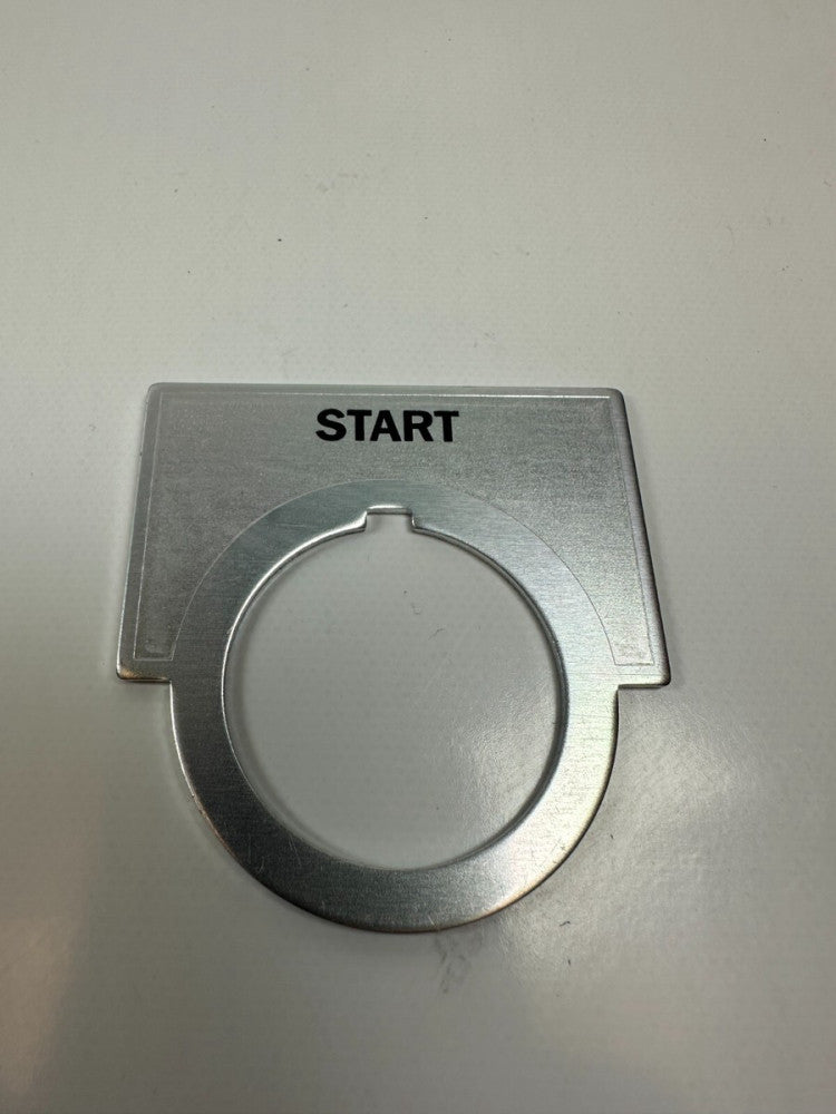 "Start with Silver Background Pushbutton Legend Alum. 2" Across for 30mm Buttons