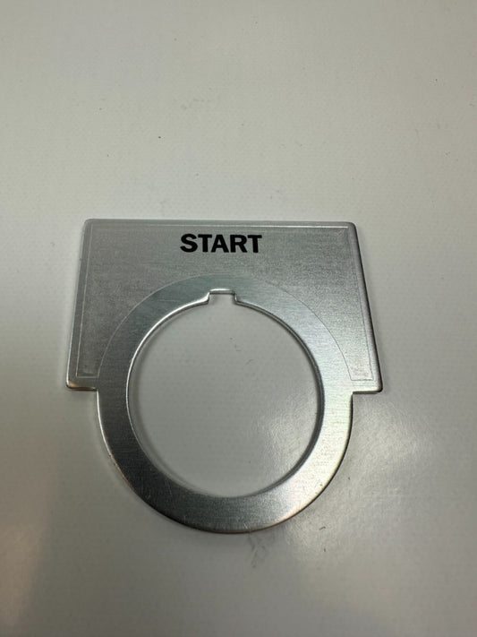 "Start with Silver Background Pushbutton Legend Alum. 2" Across for 30mm Buttons