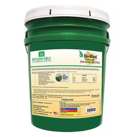 Renewable Lubricants 80354 5 Gal, Pail, Vegetable Oil, Yellow