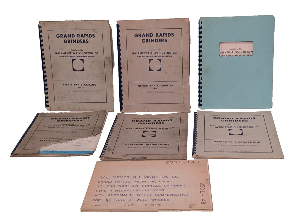 Gallmeyer + Livingston Grand Rapids Grinders Refernence Manual Parts Catalogs
