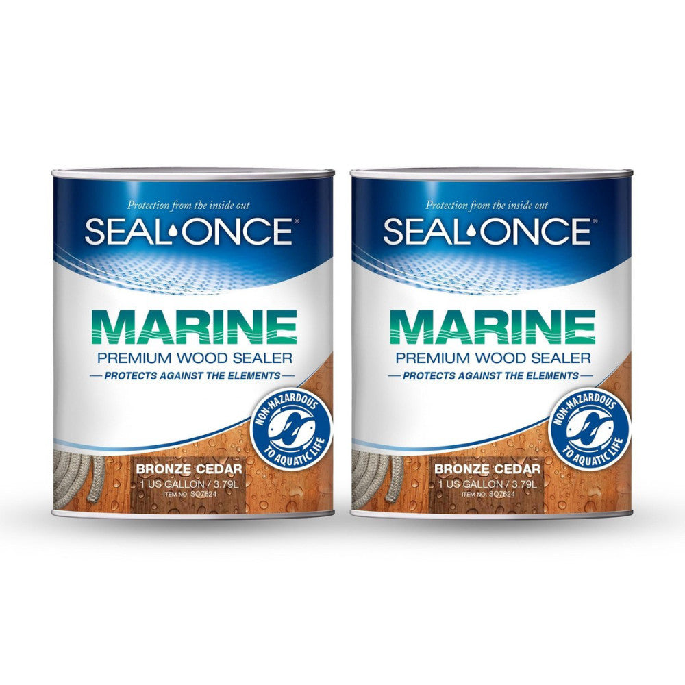 Marine Ready Mix - 2 Gallon Penetrating Wood Sealer Waterproofer & Stain (Bro...