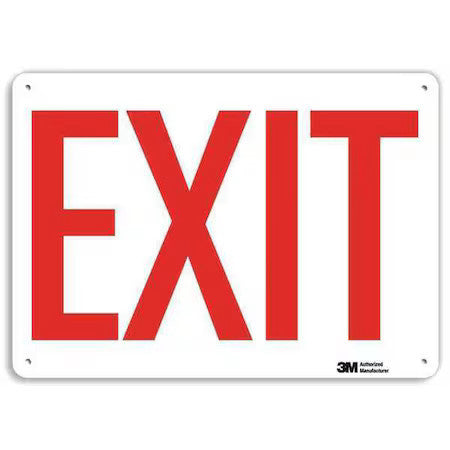 Lyle U1-1008-Na_10X7 Exit Sign, Recycled Aluminum, 10" W, 7" H, Exit, White