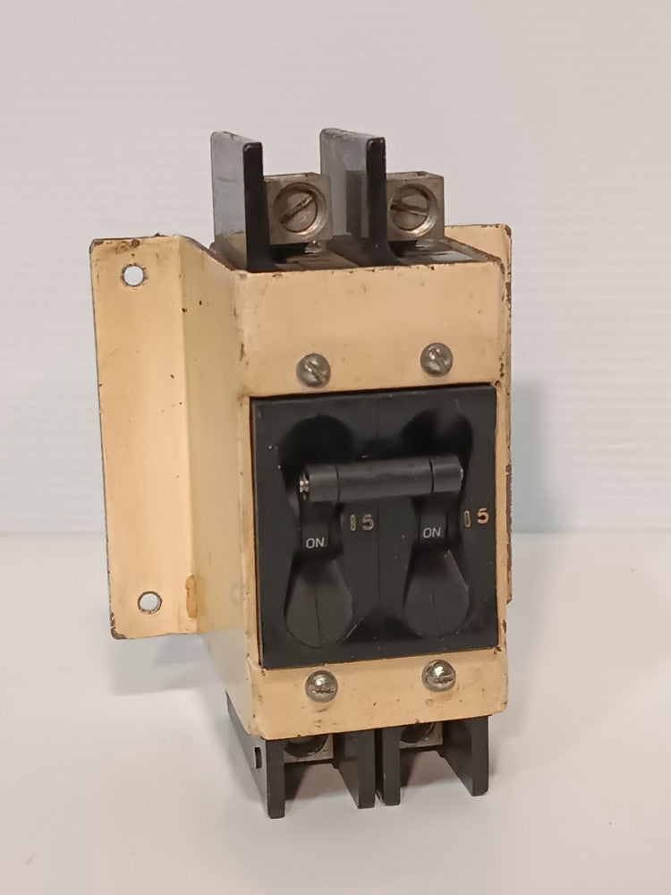Airpax 209-2-1-61F-3-2-15 Circuit Breaker, 15A 2-Pole Panel Mount, 120/240VAC