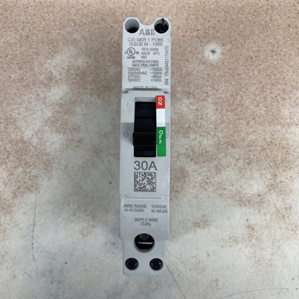 New no Box General Electric TEYL1030B 1 Pole 30 Amps 277V Circuit Breaker