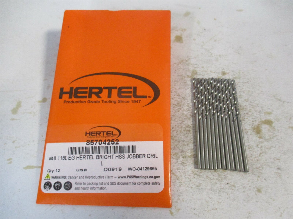 (85704252) #48 118° 1" x 2" OAL High Speed Steel Spiral Jobber Drill - Qty 12
