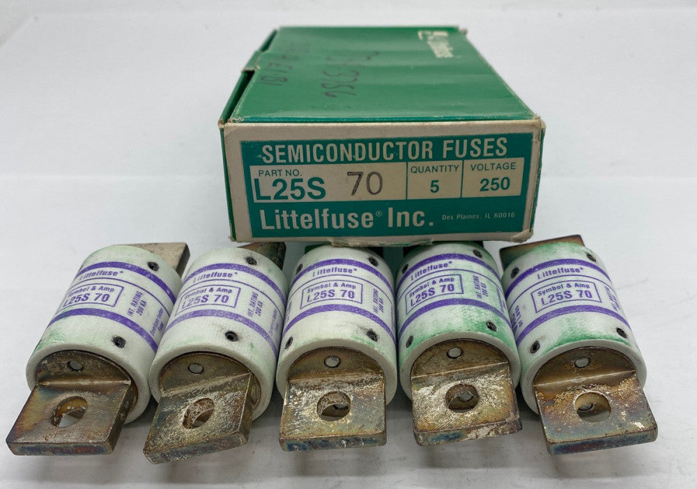Littelfuse L25S 70 Semi-Conductor Fuses, 250VAC/DC 70Amps Lot of 5