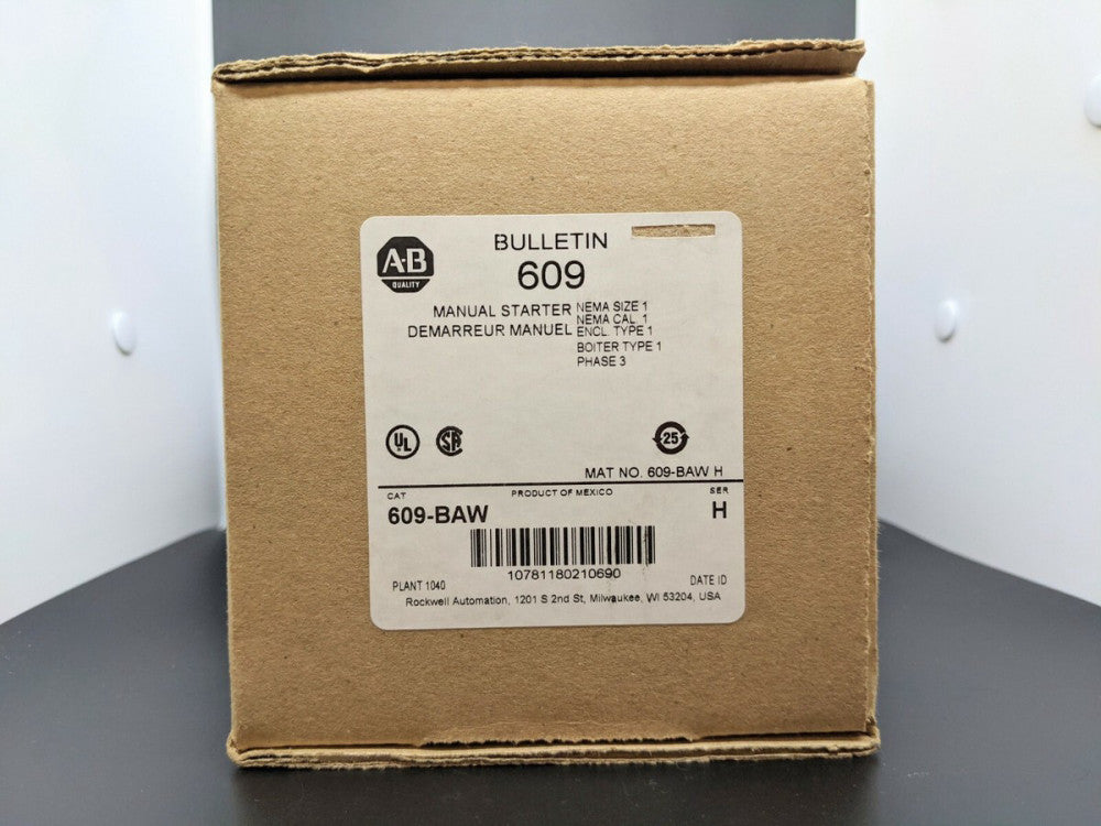 Allen Bradley 609-BAW Manual Starting Switch 3 Phase NEMA Size 1