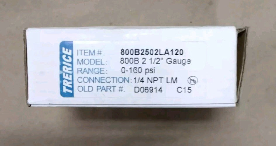 Trerice 800B2502LA120 Pressure Gauge, 2 1/2", 0-160 PSI, 1/4 NPT LM, D06914 F102