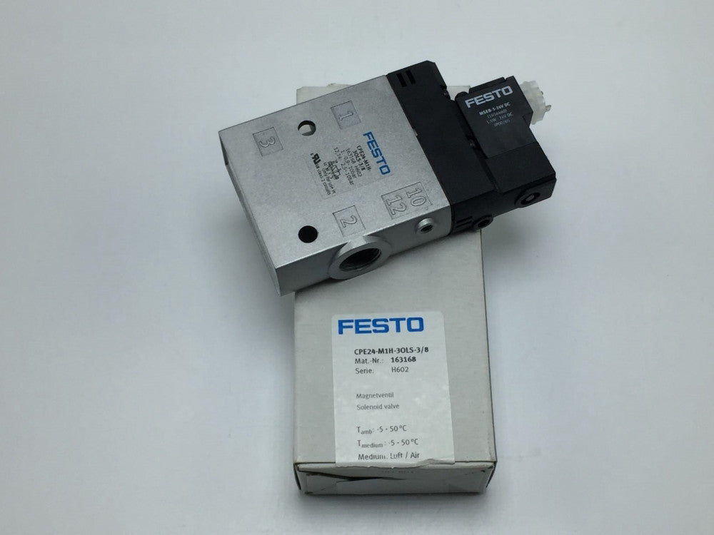 NEW FESTO CPE24-M1H-3OLS-3/8 163168 AIR SOLENOID VALVE 3/8IN 
