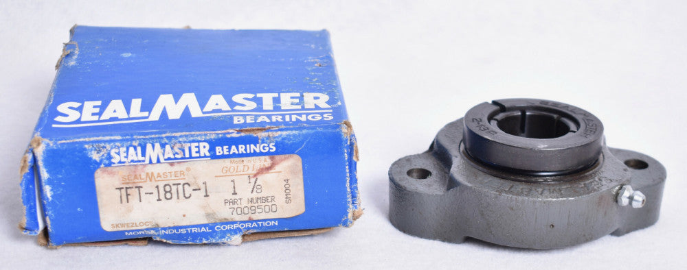 Sealmaster 1-1/8" Regreasable Flange Mount Bearing Skwezloc Collar TFT-18TC-1