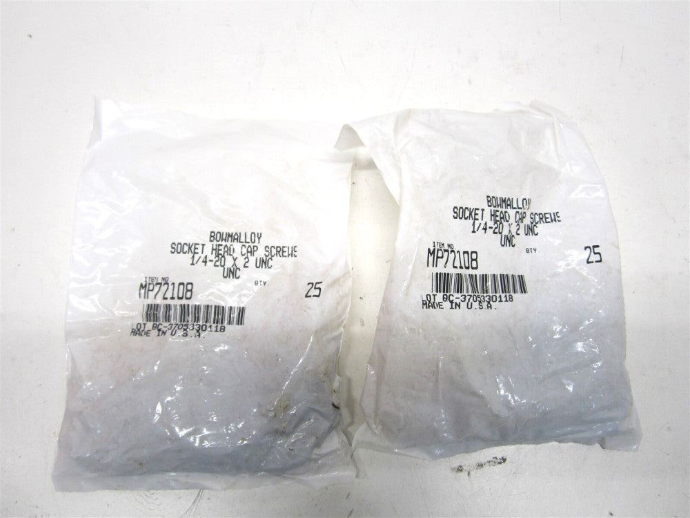 (MP72108) 1/4-20 x 2" Alloy Steel Hex Socket Cap Screw 25ct. - Lot of 2 