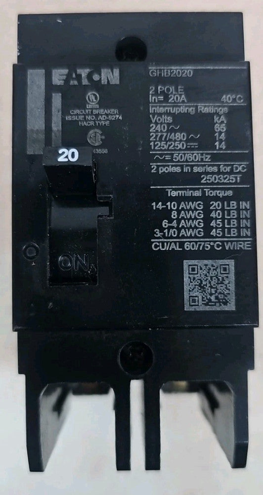 Eaton GHB2020 Bolt-on Circuit Breaker 20A 2P 240V GHB NT NNB