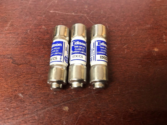 (Lot of 3) Edison EDCC5 Class CC Fuse 5A 600Vac