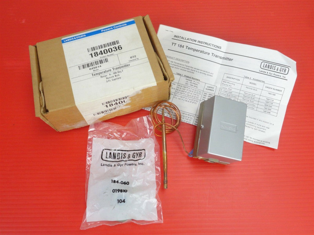 LANDIS & STAEFA - Seimens Temperature Transmitter 184-0036, Range 0-100° F (NEW)