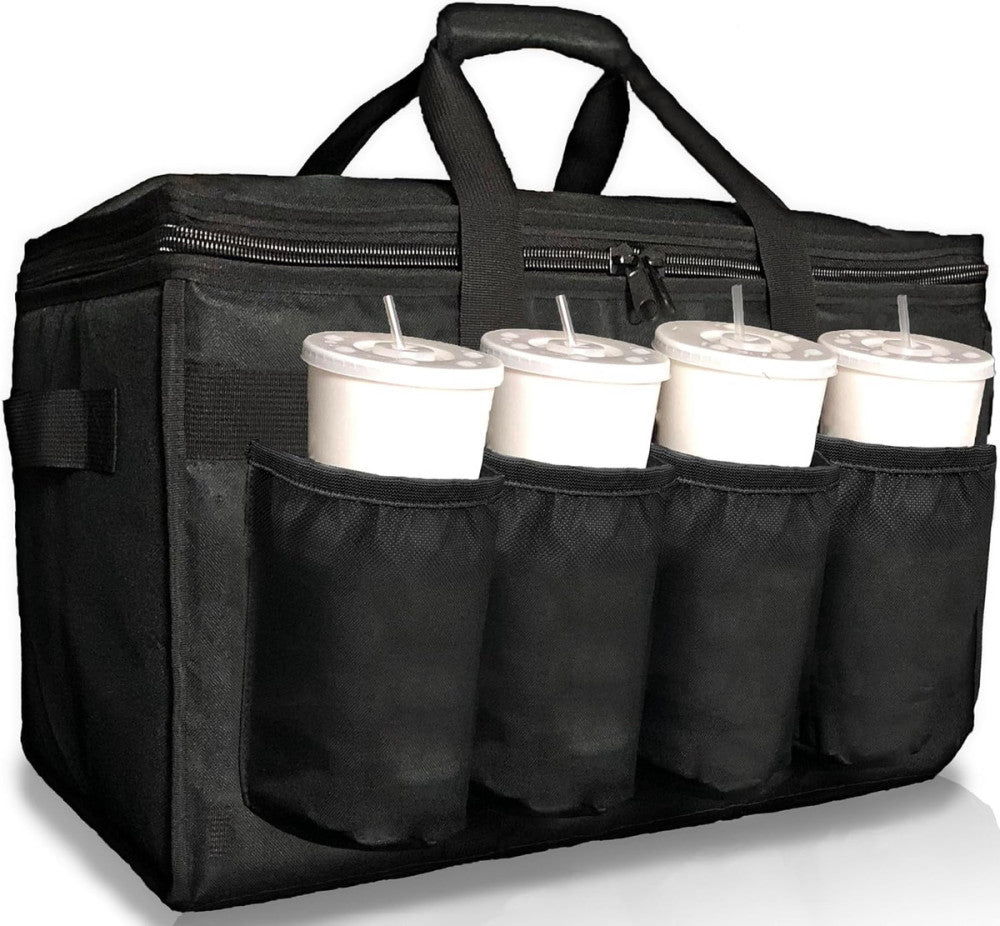 FRESHIE Insulated Food Delivery Bag with Cup Holders/Drink Carriers Premium