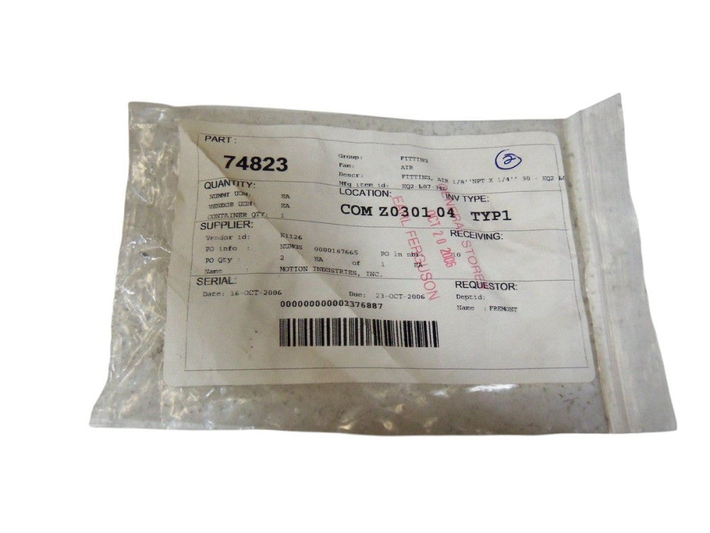 LOT OF 2 SMC FITTING KQ2-L07-34S NSNP