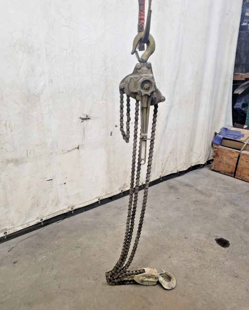 YALE 4-1/2 TON 95" ROLLER CHAIN LENGTH COME ALONG LEVER HOIST, 16" LEVER LENGTH