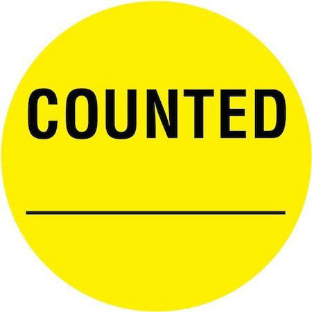 Tapecase 16U930 Inventory Control Label Yellow, Counted, Pk1000