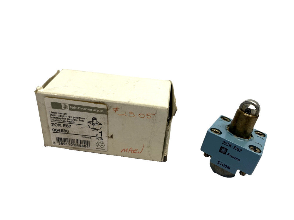 Telemecanique ZCKE67 Limit Switch Head, Steel Roller Plunger, Blue, 064580