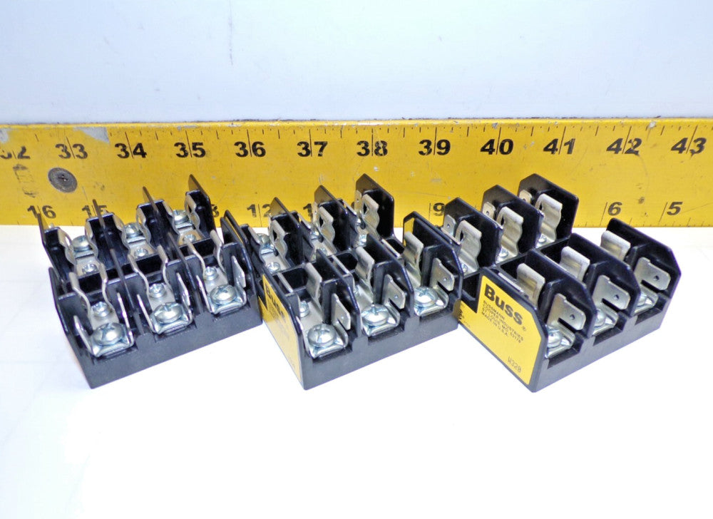 3) Bussmann 3 Pole Fuse Block 30 Amp 600 VAC  BM6033PQ  LOT OF 3