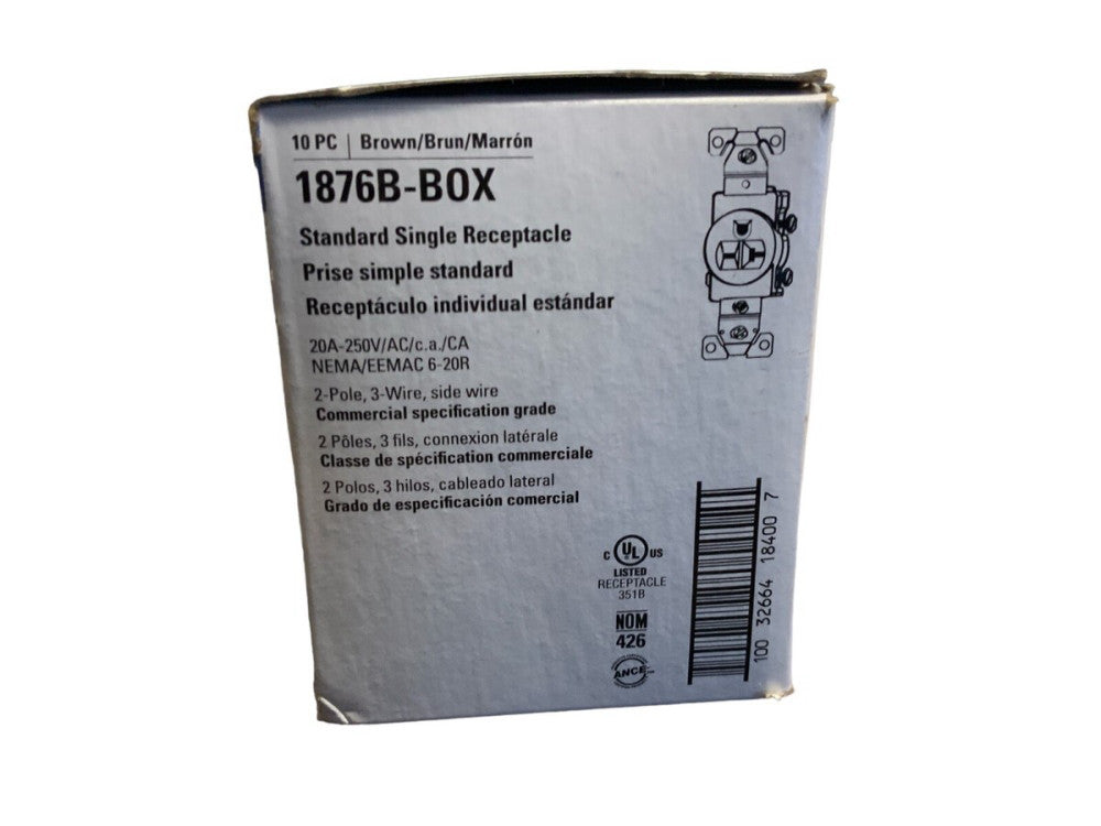 PACK OF 10 EAGLE ELECTRIC 1876B-BOX BROWN SINGLE RECEPTACLE