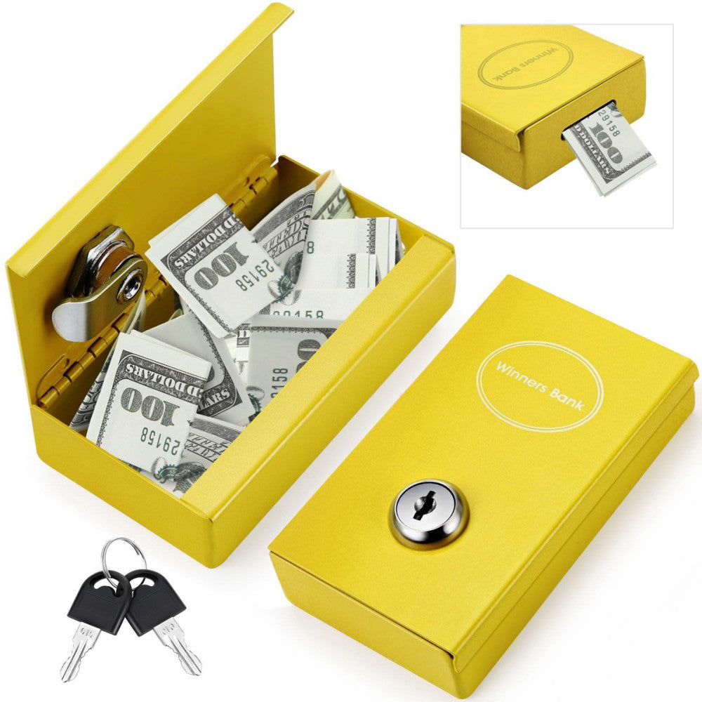 1 Pack Metal Box for Gamblers Pocket Sized Winner Bank Casino Cash Box with 2...
