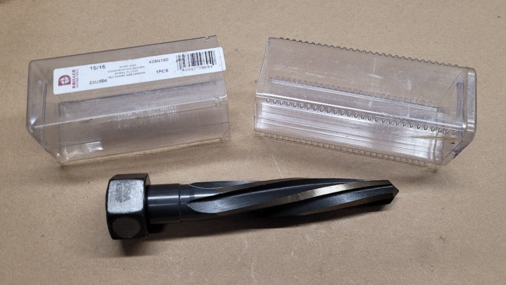 Drillco 429N160 15/16" 429N Spiral Flute Nut Shank NITRO Construction Reamer