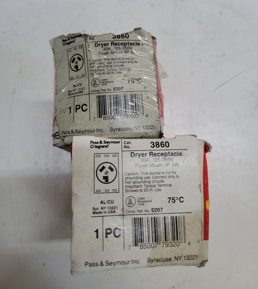 1- Pass & Seymour 3860 Dryer Receptacle New Old Stock
