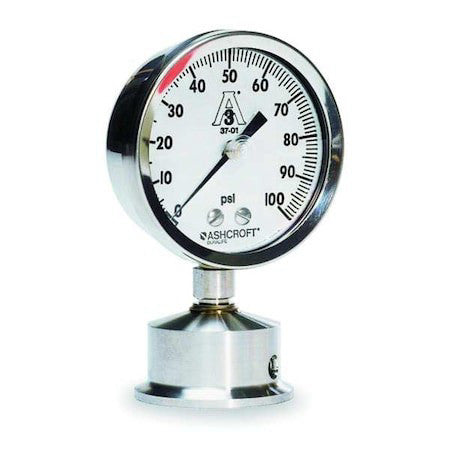 Ashcroft 25-1032S-15L-60 Pressure Gauge, 0 To 60 Psi, 2 1/2 In Dial, 1 1/2 In