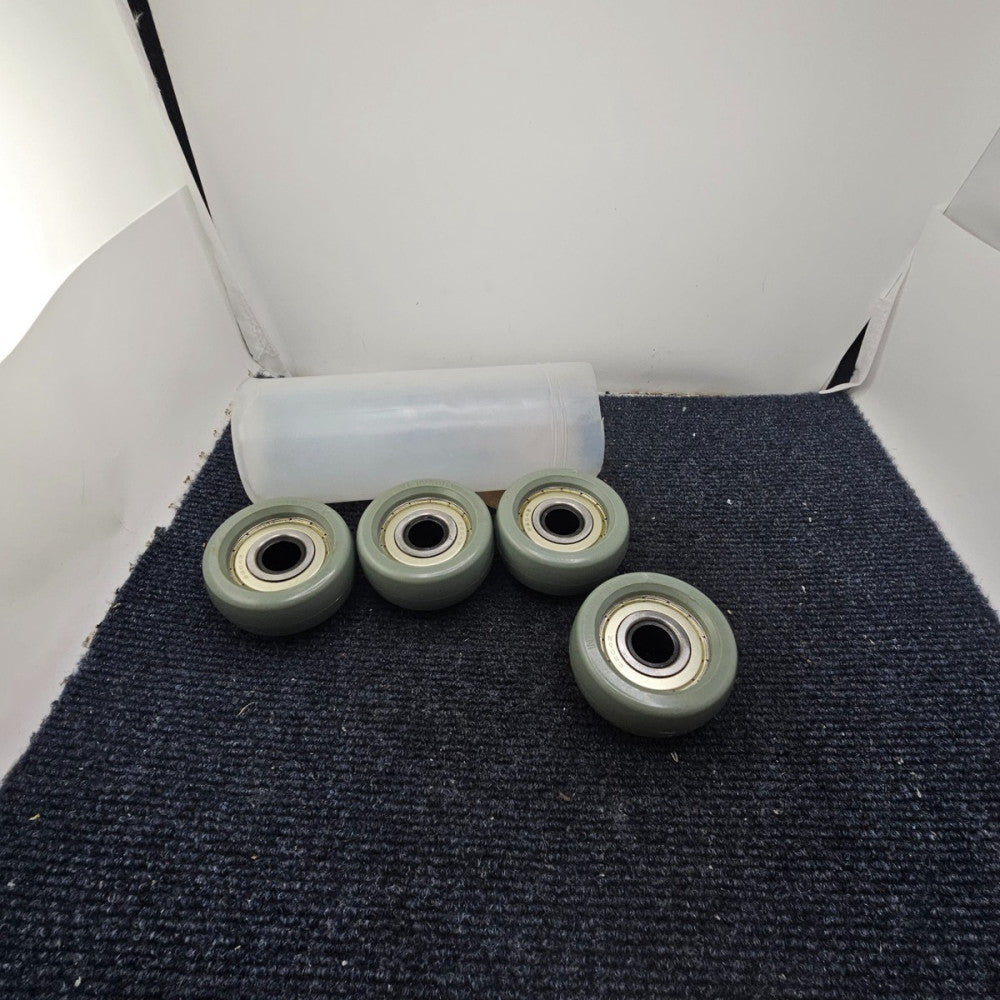 (QTY 4) Interroll 1027007 Rubber Return Tire 5/8" Spherical with 6204Z Bearing