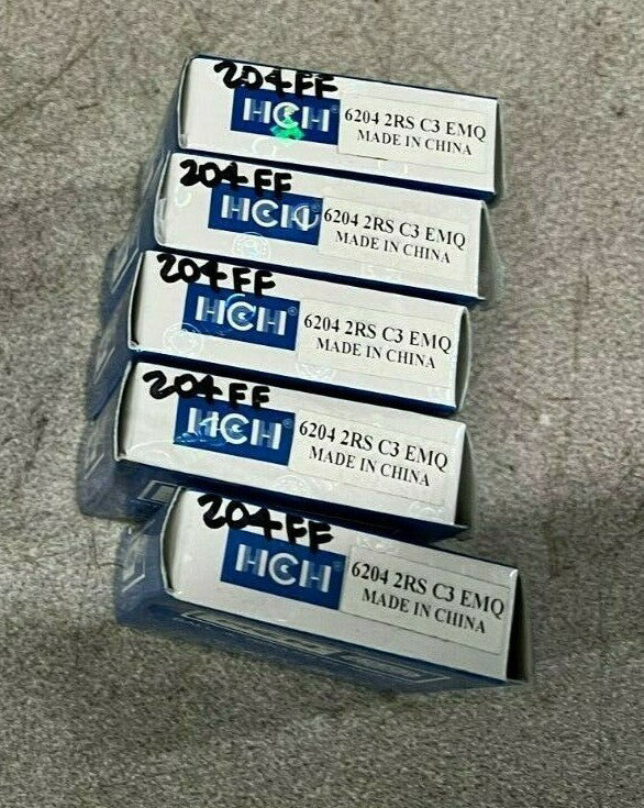 LOT OF 5 NEW IN BOX HCH 6204 2RS C3 BALL BEARING 6204 2RS C3 EMQ