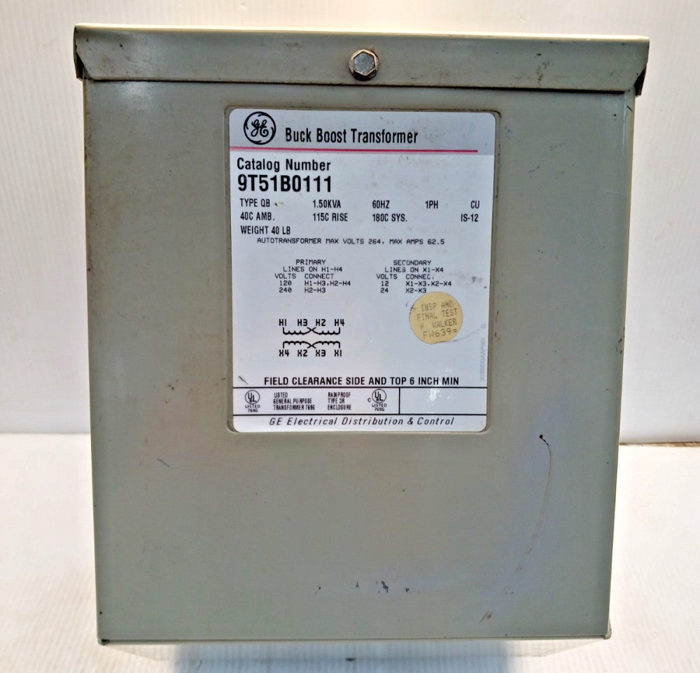 New Ge 1.5 KVA Buck Boost Transformer 120/240 Primary 24/12 Secondary 1 Phase