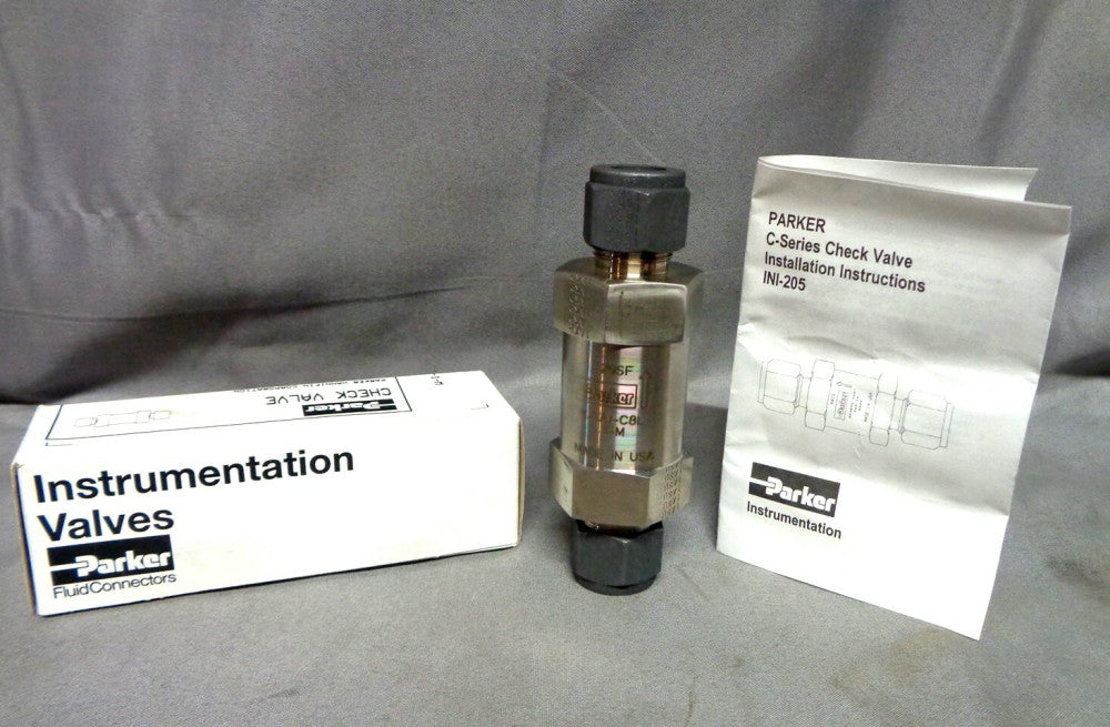 New Parker Stainless CHECK VALVE, PN: 8Z-C8L-1-M, 1/4" MNTP New in Box