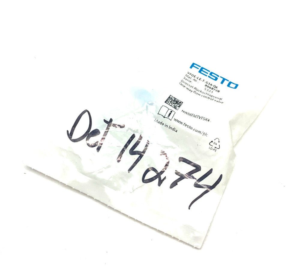 Festo VFOE-LE-T-G14-Q6 One-Way Flow Control Valve 8068728