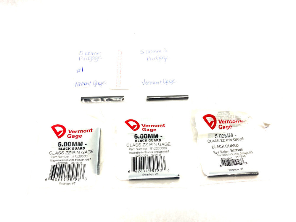 Vermont Gage 912205000 Class ZZ Black Guard Pin Gage LOT OF 5