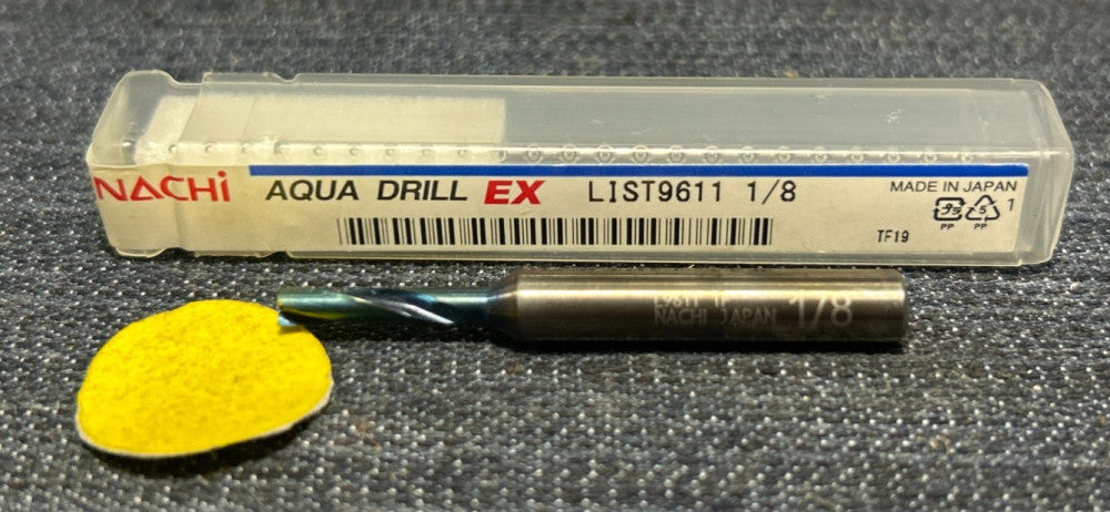 NACHI AQUA EX DRILL BIT L9611 1/8" SOLID CARBIDE FLAT BOTTOM