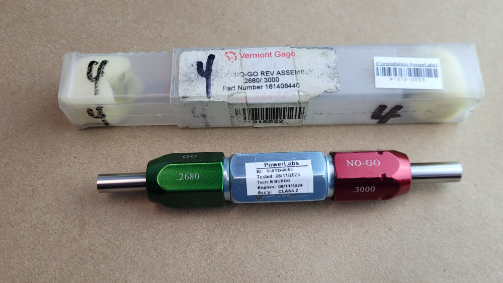 Vermont Gage V-STD-0053 / U4CRT .2680 .3000 Class Z Go / No Go Gage