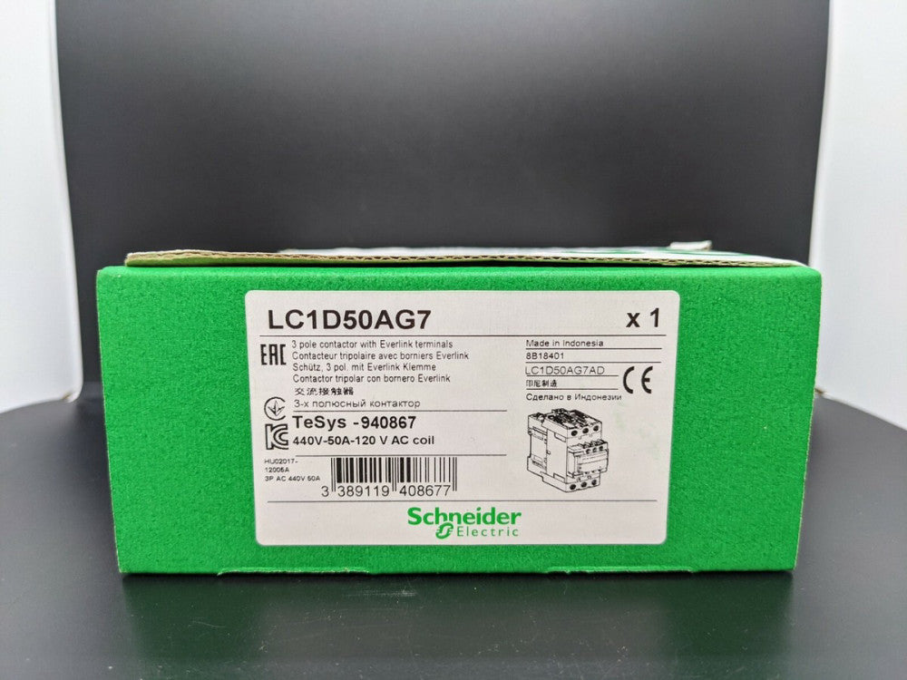 Square D LC1D50AG7 50 Amp 3 Pole 120V AC Contactor
