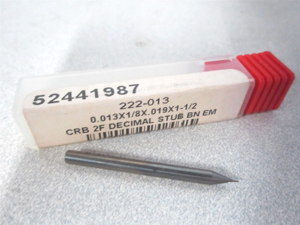 (52441987) 0.0130 x 0.0190 x 1/8 x 1-1/2 OAL 2 Flute Solid Carbide Ball End Mill