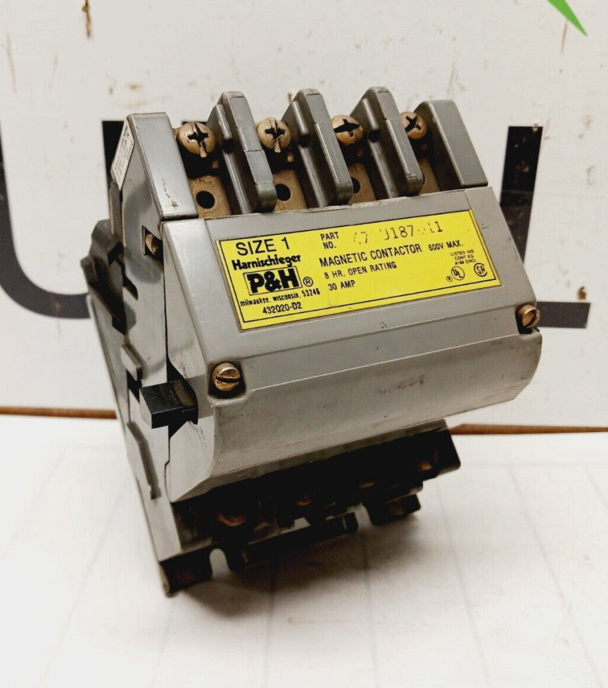 P&H HARNISCHFEGER  479U187D11 SIZE 1 CONTACTOR 30 AMP 600V 120/240V COIL