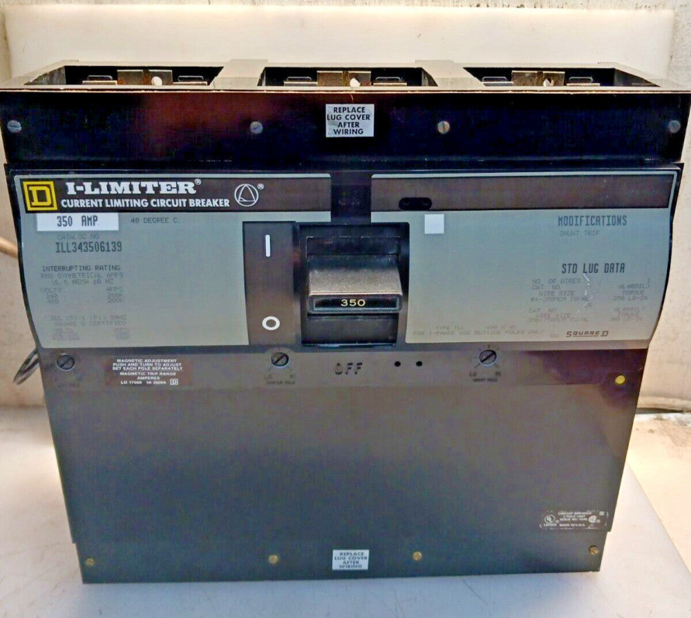 SQUARE D 350 AMP SHUNT TRIP CIRCUIT BREAKER 240/480 VAC 3 POLE  ILL343506139