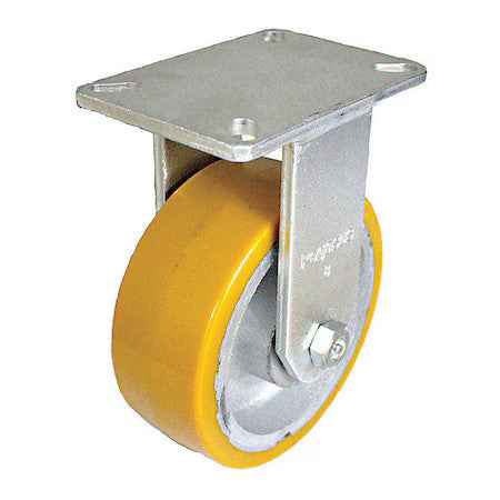 Zoro Select P29r-Uy060k-18 Plate Caster,2100 Lb. Load,Yellow Wheel