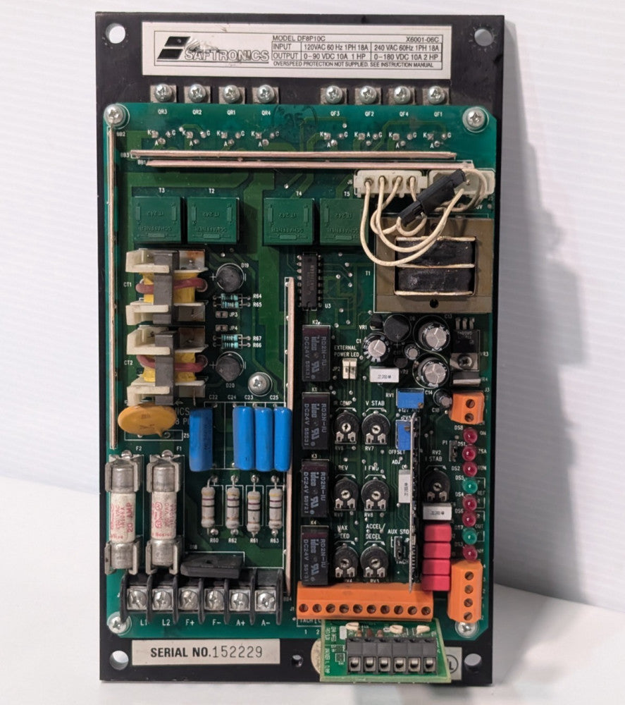 Saftronics DF8P10C open chassis DC motor drive board, 1-2HP, 1PH, X6001-06C