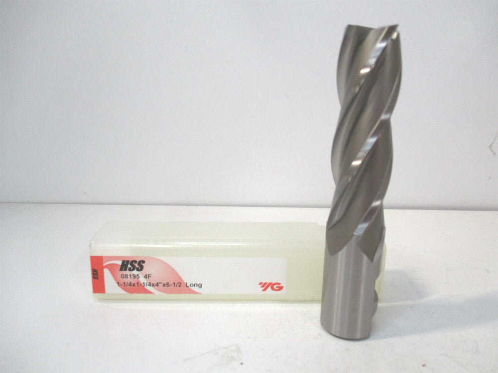 YG-1 (08195) 1-1/4" x 4" 1-1/4" x 6-1/2" OAL HSS Finishing Square End Mill