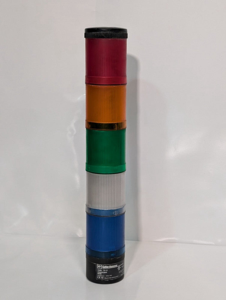 Cutler Hammer E26BL Stack Light Assembly w Red/Orange/Green/White/Blue Lenses