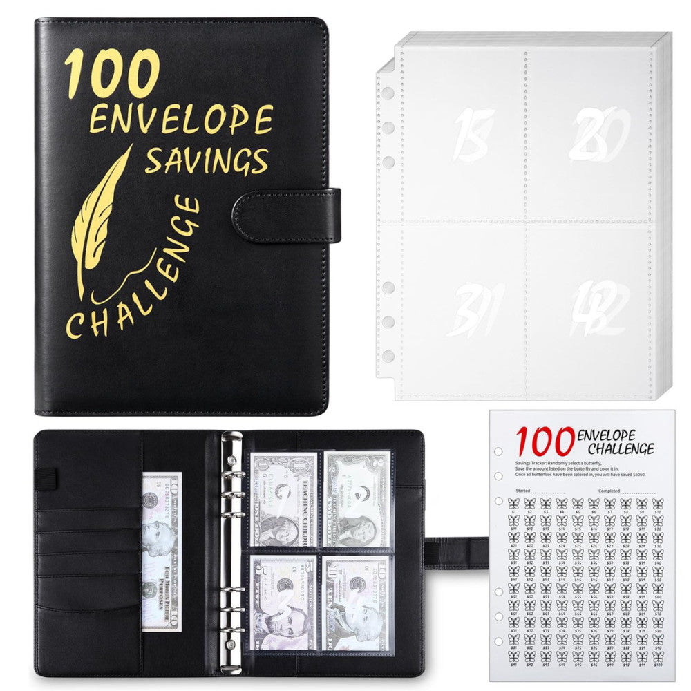 100 Envelope Challenge Binder 25 Sheets Silkscreen Numbers to 100 Not Sticker...