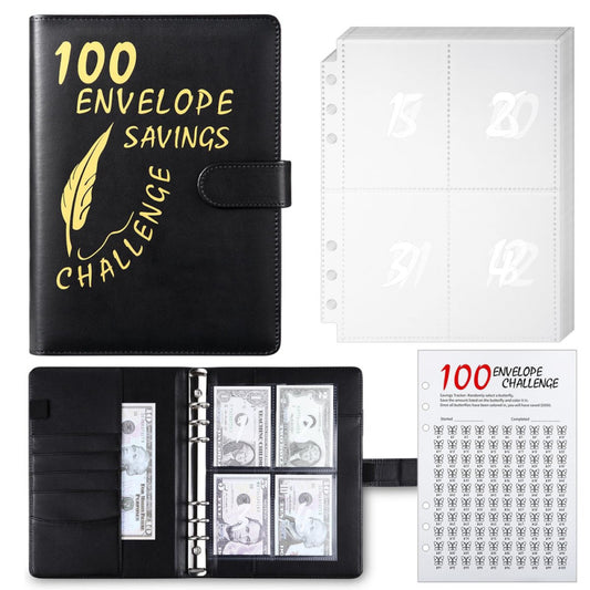 100 Envelope Challenge Binder 25 Sheets Silkscreen Numbers to 100 Not Sticker...