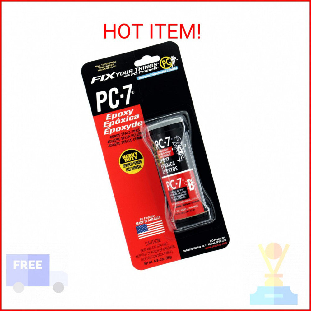 PC Products PC-7 Epoxy Adhesive Paste, Two-Part Heavy Duty, 2oz in Two Jars, Cha