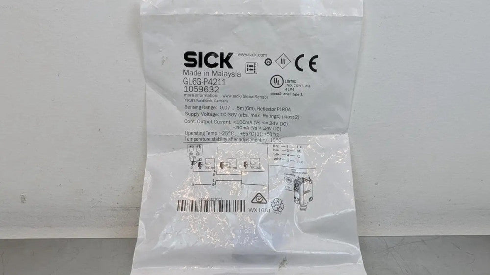 Sick GL6G-P4211 Photoelectric Sensor 1059632 0.07-5m (6m) 10-30VDC 100mA