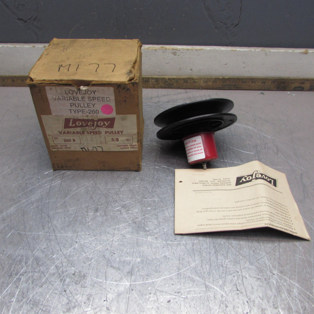 LOVEJOY 260 , VARIABLE SPEED PULLEY, 5/8" BORE, NEW IN BOX!  MAKE OFFER!